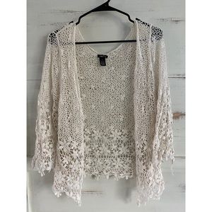 White Crocheted Short Cardigan Size XL